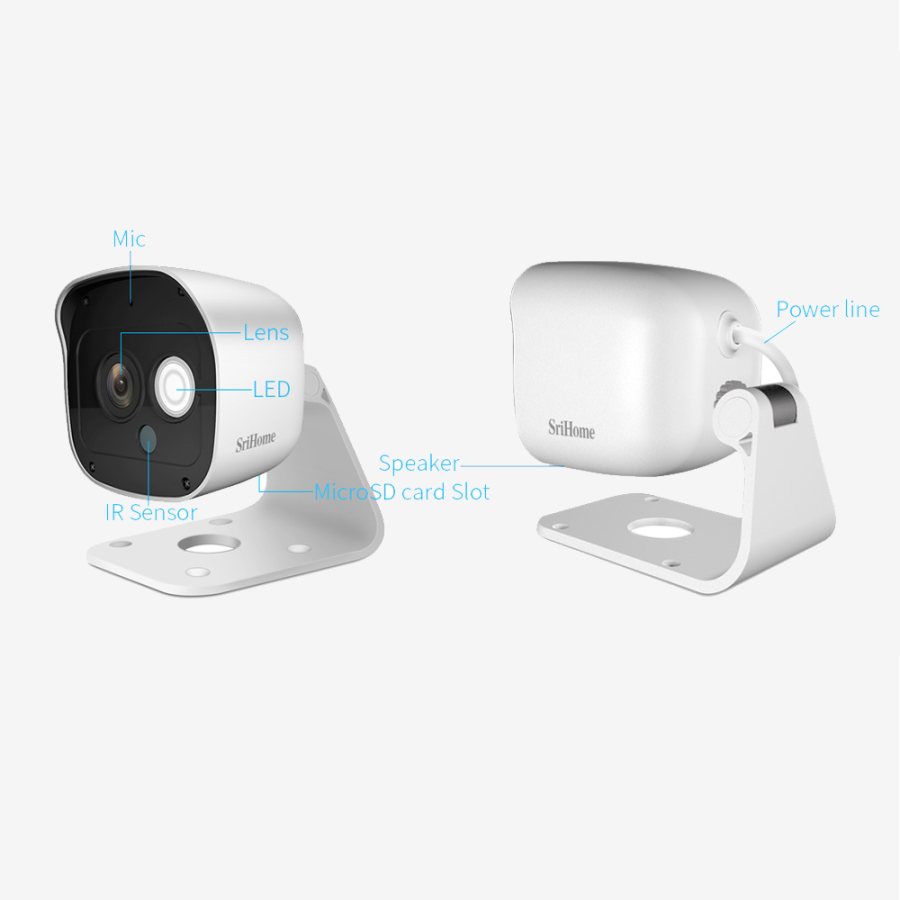 SriHome SH029: WiFi Camera HD 3.0 Megapixel, Audio, SD Card Slot, Night Vision with Infrared and IR Cut Home Office Solutions