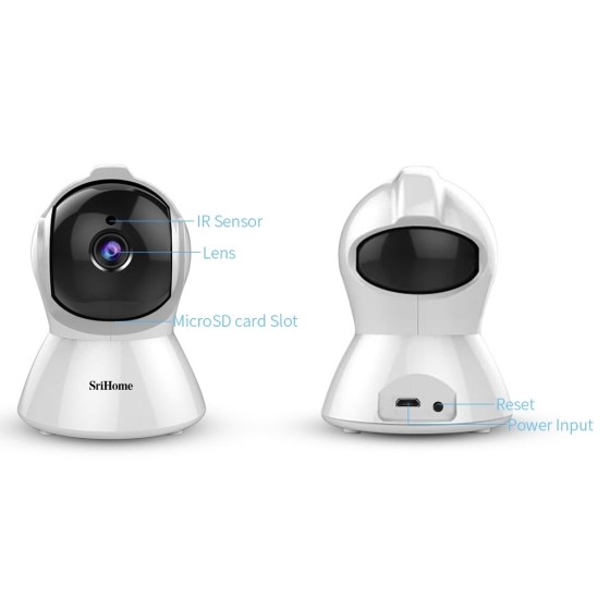 "SH025 SriHome: Wireless Auto Tracking Camera with Infrared, HD, and P2P Support for SD and Audio Recording - 2.0 MP"