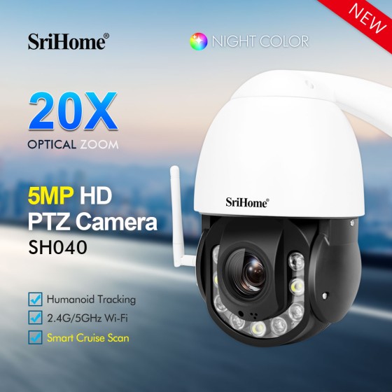 SH040 Speed dome SriHome 5 megapixel Zoom 20x Audio two-way Starlight SD Card WIFI
