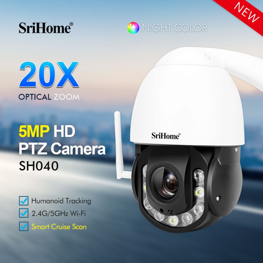 SH040 Speed Dome SriHome 5MP Zoom 20x Audio Starlight SD Card WIFI - The Best Surveillance Camera for Your Property!