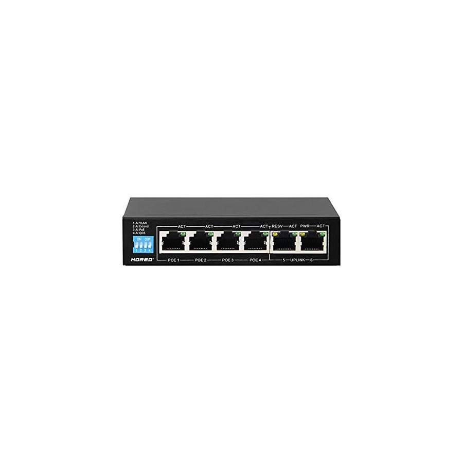 "OBA-206AI Smart Switch 6 Gigabit PoE Video Surveillance & Wi-Fi Access Points, IEEE 802.3af/at, 48V, 60W, up to 250m"