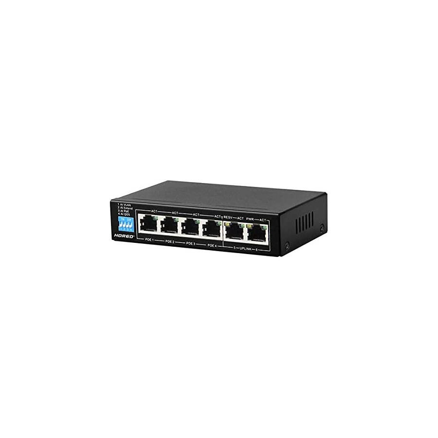 "OBA-206AI Smart Switch 6 Gigabit PoE Video Surveillance & Wi-Fi Access Points, IEEE 802.3af/at, 48V, 60W, up to 250m"