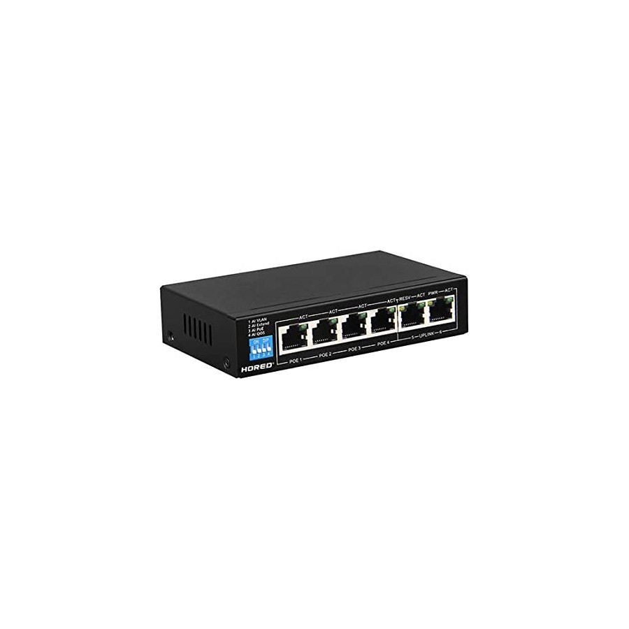 "OBA-206AI Smart Switch 6 Gigabit PoE Video Surveillance & Wi-Fi Access Points, IEEE 802.3af/at, 48V, 60W, up to 250m"