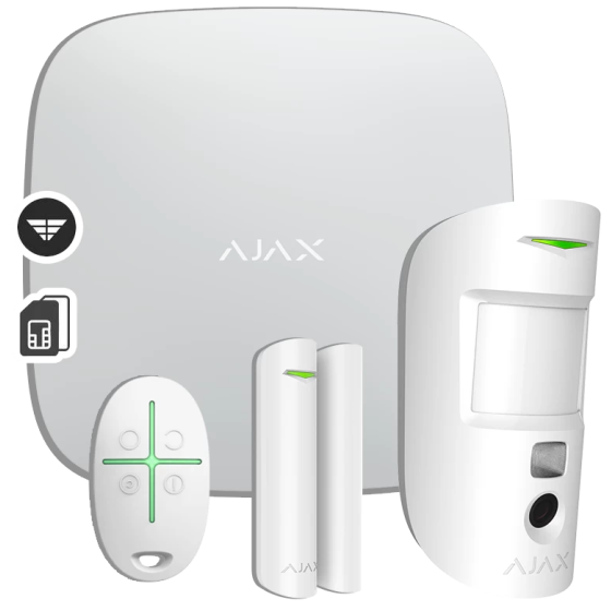 "Kit di avvio AJAX CAM - Centrale Hub 2 con MotionCam, Contatto Magnetico e Telecomando integrato per la sicurezza domestica"