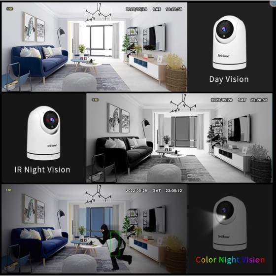 "SH042 Wireless Indoor Wi-Fi Camera with 2MP, Two-Way Audio, Color Night Vision - SriHome"