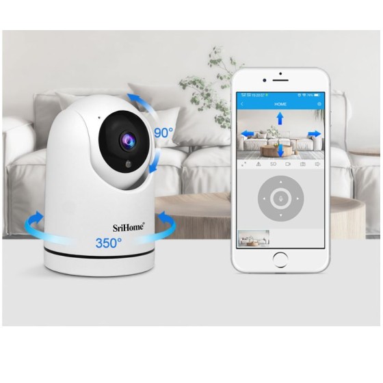 "SH042 Wireless Indoor Wi-Fi Camera with 2MP, Two-Way Audio, Color Night Vision - SriHome"