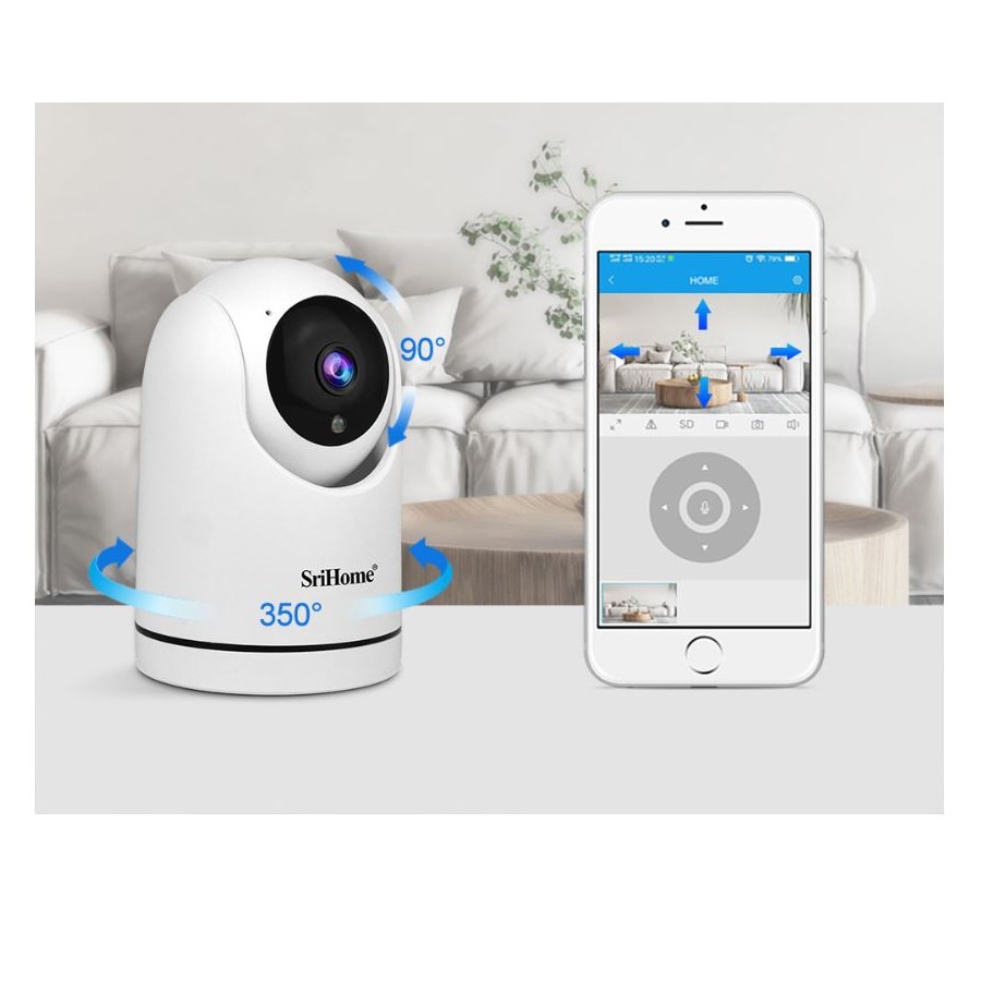 "SH042 Wireless Indoor Wi-Fi Camera with 2MP, Two-Way Audio, Color Night Vision - SriHome"