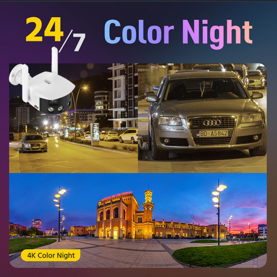 OBA-DL-T20 Wi-Fi Outdoor Camera Dual Lens, 180° 4K Ultra Wide-Angle View, Color Night Vision, Two-Way Audio