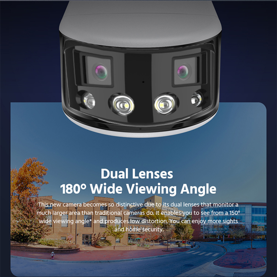 "Telecamera Wi-Fi esterno OBA-DL-T20 con doppia lente, visione notturna a colori starlight e audio bidirezionale: la soluzione p