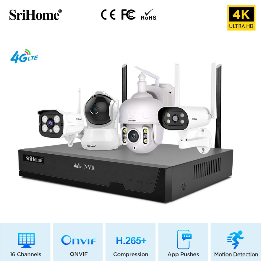 "NVS007 SriHome NVR: 16-Channel 5/8 Megapixel with 4G LTE Connection for Maximum Home or Business Security"