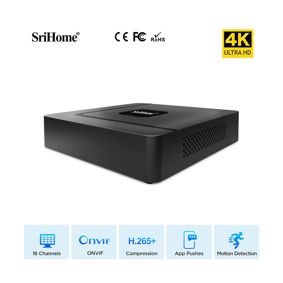 "NVS003 NVR SriHome 16ch 4K 8 Megapixel: Advanced 360° Security Solution"