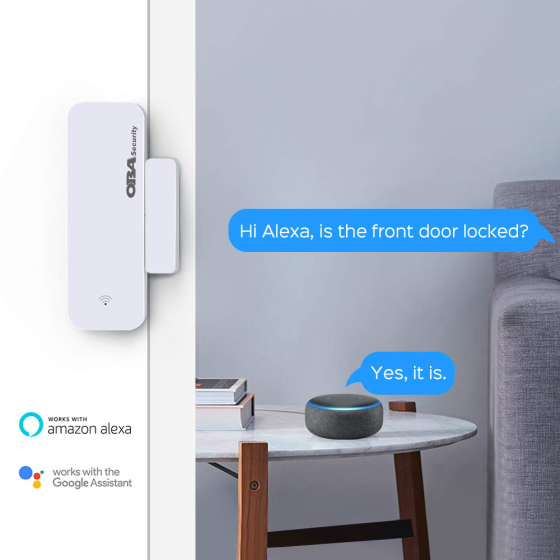 "Sensore allarme apertura WIFI per porte e finestre con notifiche sullo Smartphone e compatibilità con Alexa e Google Home"