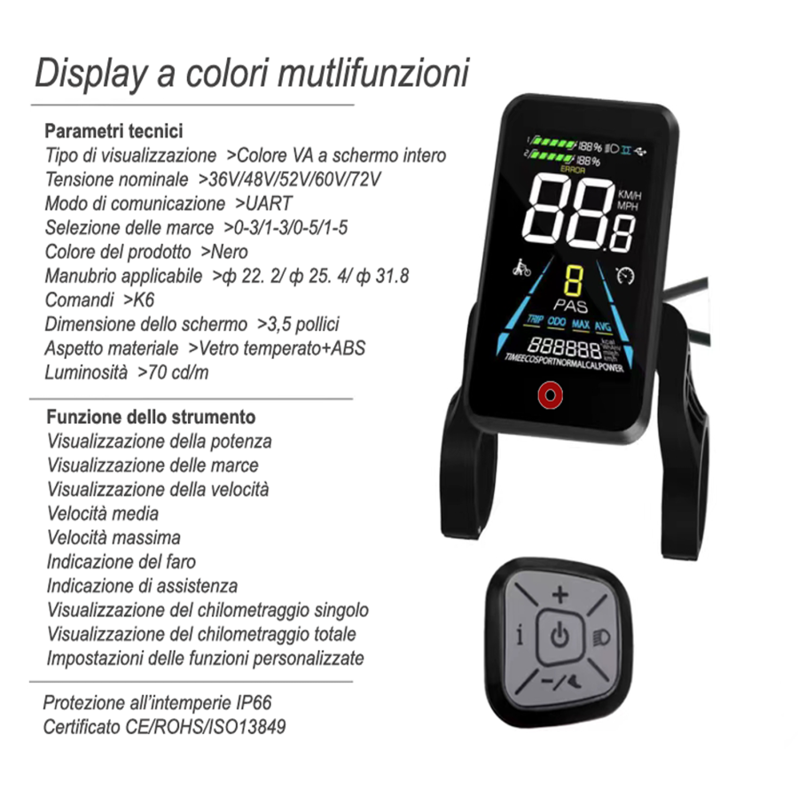 E-Bike OBA-BikeT025, bicicletta Off-road 60 km di Autonomia, Fino a 25 km/h, Motore 48V 250W 15AH, computer con display a colori