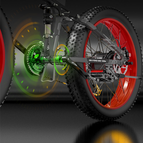 E-Bike OBA-BikeT025, bicicletta Off-road 60 km di Autonomia, Fino a 25 km/h, Motore 48V 250W 15AH, computer con display a colori