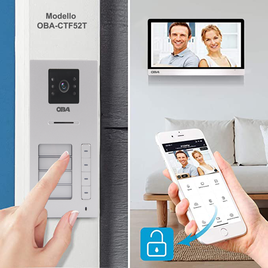 "Enhance Home Security with OBA Videocitofono MT82S: 1080P, 4 Buttons, 4 Wires, Compatible with OBA-MT82S Monitor"