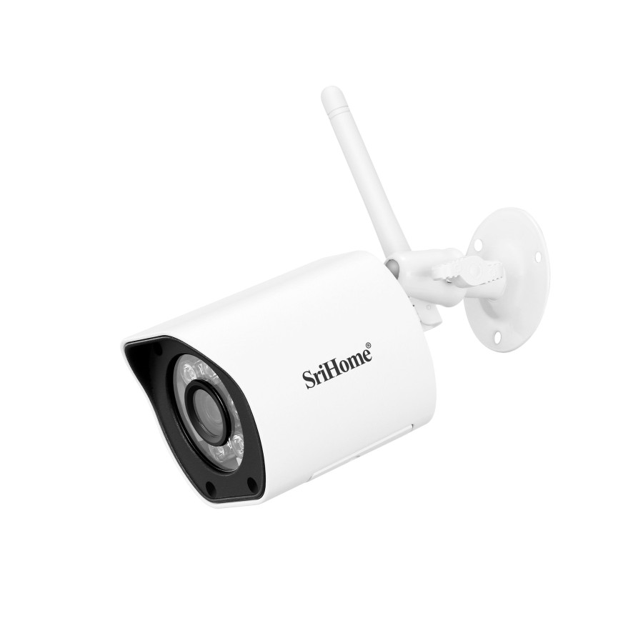 "Telecamera di sorveglianza SriHome Full HD 5MP con H.265, microfono e altoparlante integrati, scheda SD, connessione wifi e sen