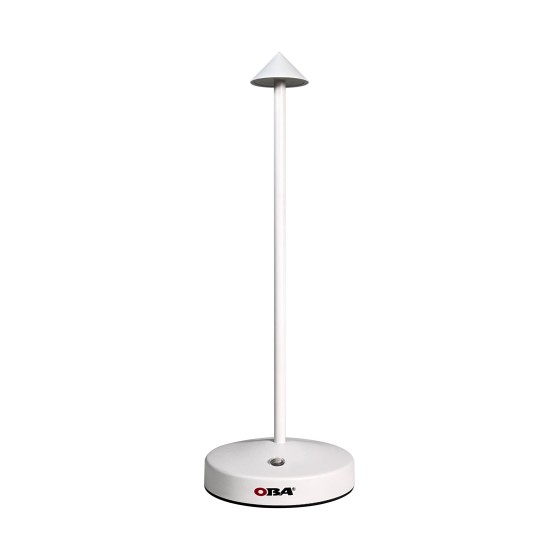 Lampada da tavolo LED ricaricabile con luce bianca calda e dimmerazione continua Modello:  OB-LD01-W